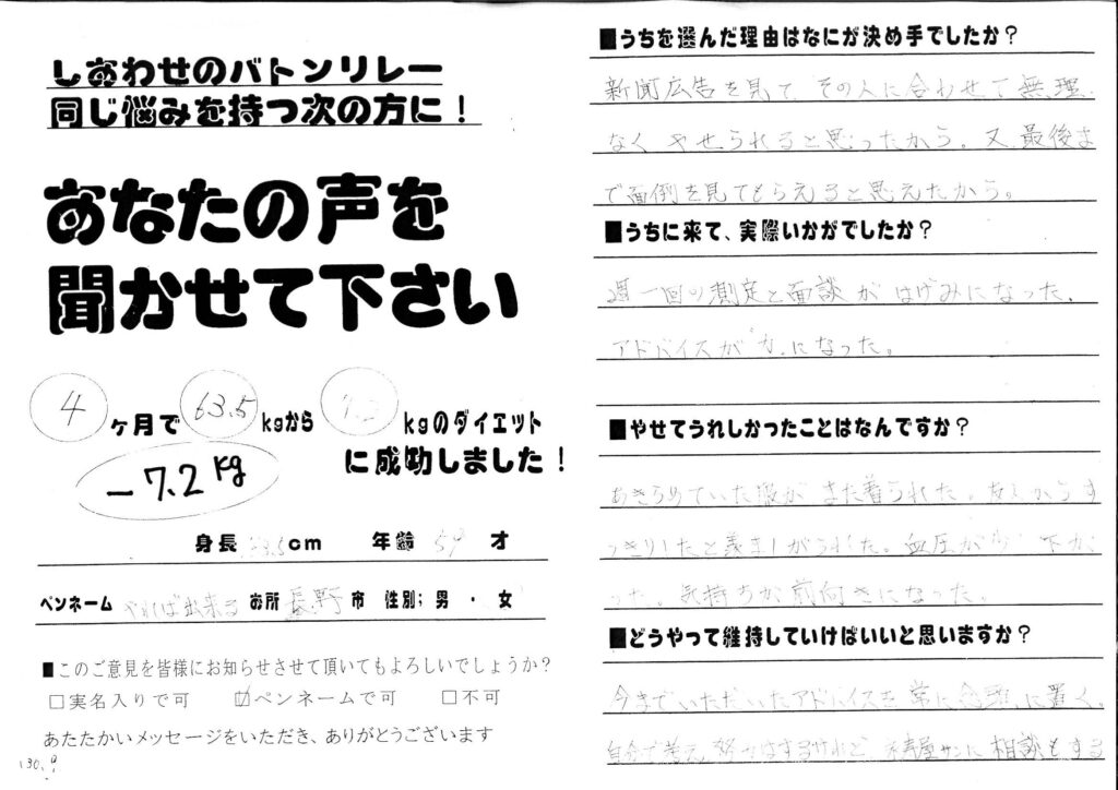 50代 「友人からすっきりしたと羨ましがられました」