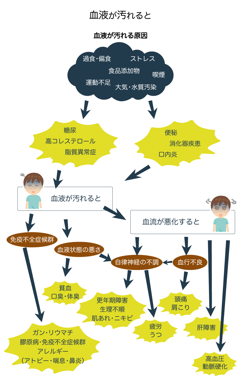 血液が汚れると様々な病気にかかりやすくなります